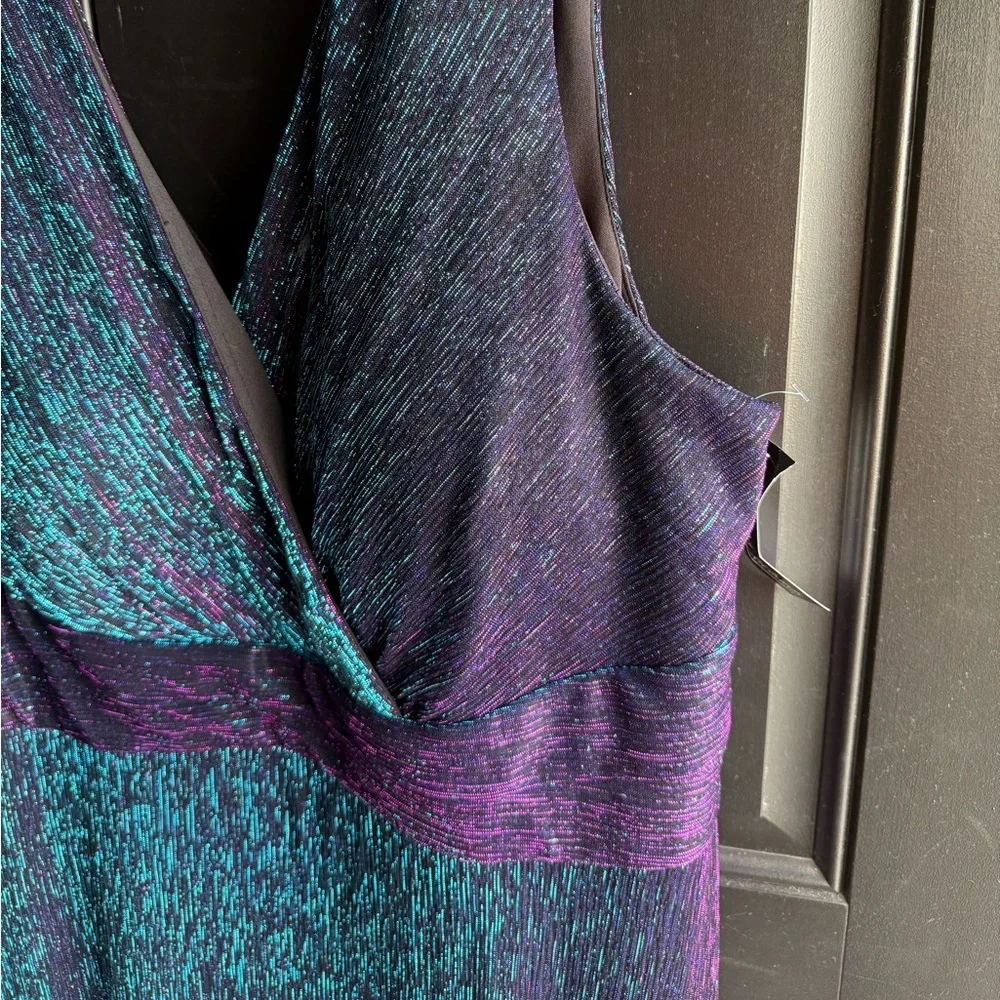 NWT R&M Richard’s Shimmering Women's V-Neck Sleeveless Fit & Flare Gown Size 22W - Picture 4 of 15